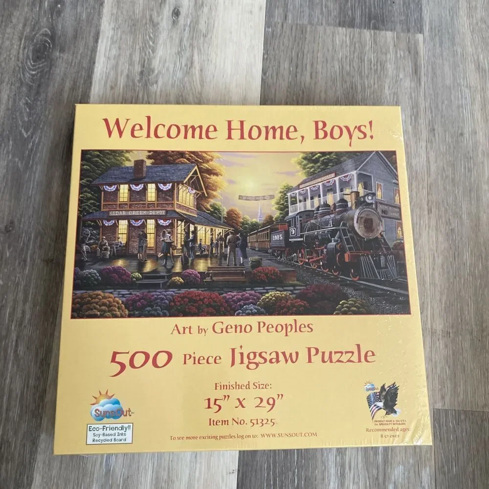SunsOut jigsaw puzzle;  Welcome Home, Boys! by Geno Peoples;  500 pcs